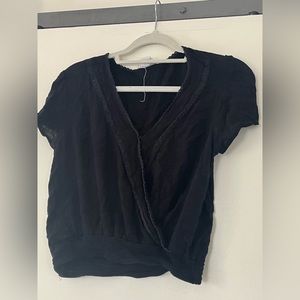 Japna Surplice T Shirt Blouse SMALL Black Rayon